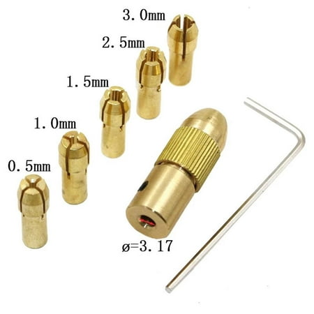 7pcs 0.5-3.0mm Mini Drill Collet Set Micro Twist Chuck Adapter w/Hex Wrench